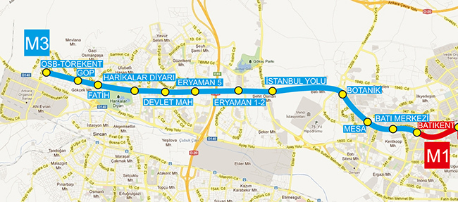 ankara m3 metro duraklari
