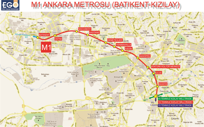 m1 ankara kizilay metro istasyonlari