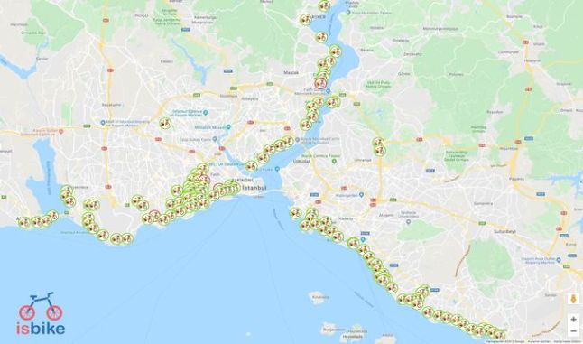 isbike istasyonlari İSBİKE Mobil Uygulaması Bisiklet Haritası