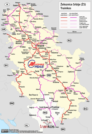 px Railway map of Serbia and Kosovo