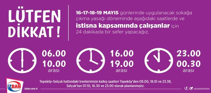 İZBAN'dan İstisna Kapsamındaki Yolculara 4 Günlük Özel Sefer Programı İZBAN'dan İstisna Kapsamındaki Yolculara 4 Günlük Özel Sefer Programı - RayHaber
