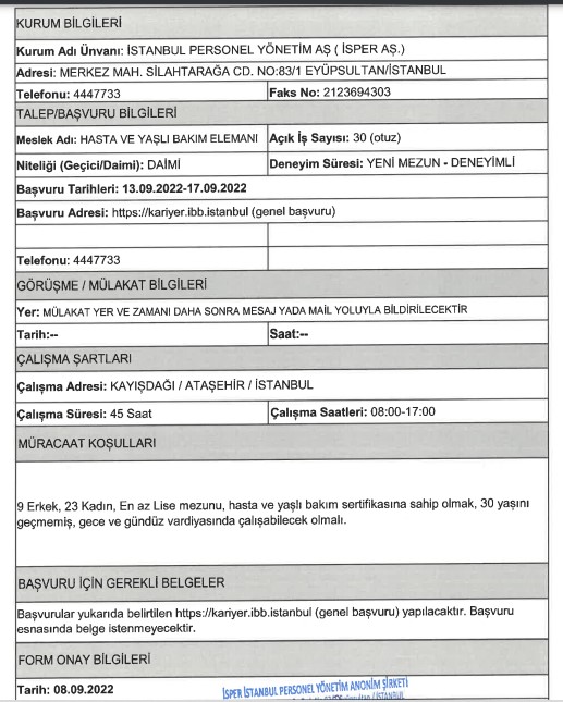 İBB İSPER 30 Hasta ve Yaşlı Bakım Elemanı Alımı Yapacak İBB İSPER 30 Hasta ve Yaşlı Bakım Elemanı Alımı Yapacak - RayHaber