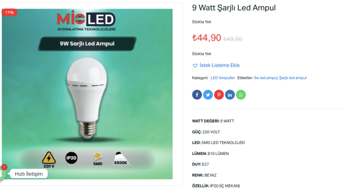 Şarjlı Led Ampul - RayHaber