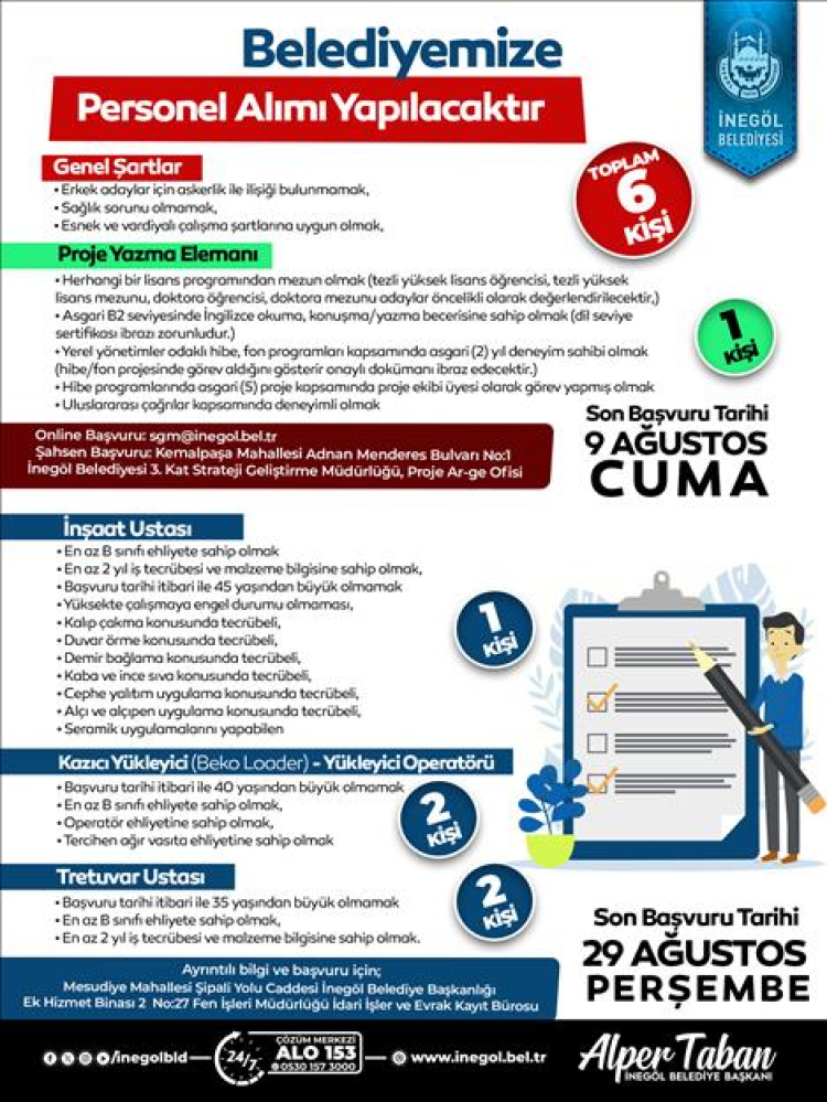 İnegöl Belediyesi 4 Başka Alanda İşçi Alımı Yapacak - RayHaber