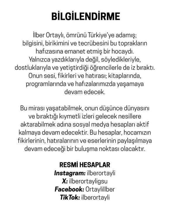 İlber Ortaylı'nın Dijital Miras Kararı - RayHaber